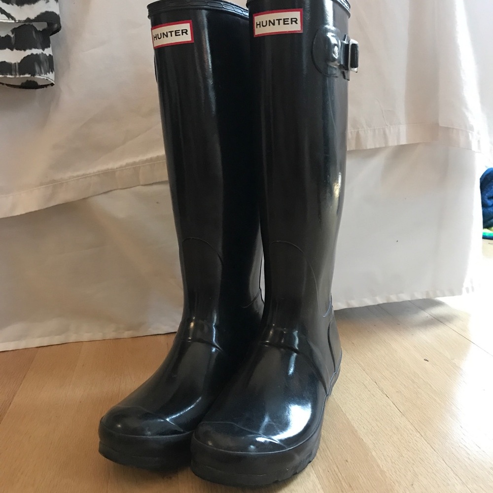 Original Gloss Tall Black Hunter Boots- Size 8